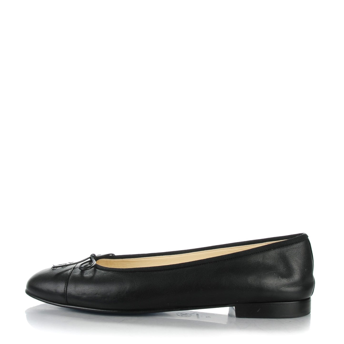 Lambskin Cap Toe CC Ballerina Flats 42 Black