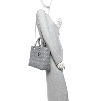Christian Dior Lambskin Cannage Large Lady Dior Light Grey 2 of 10