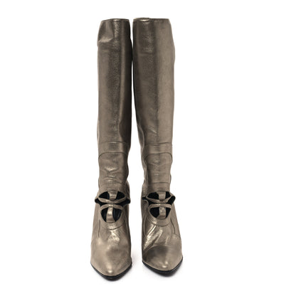 Hermes Metallic Calfskin Cut Out Knee High Boots 40 3 of 8