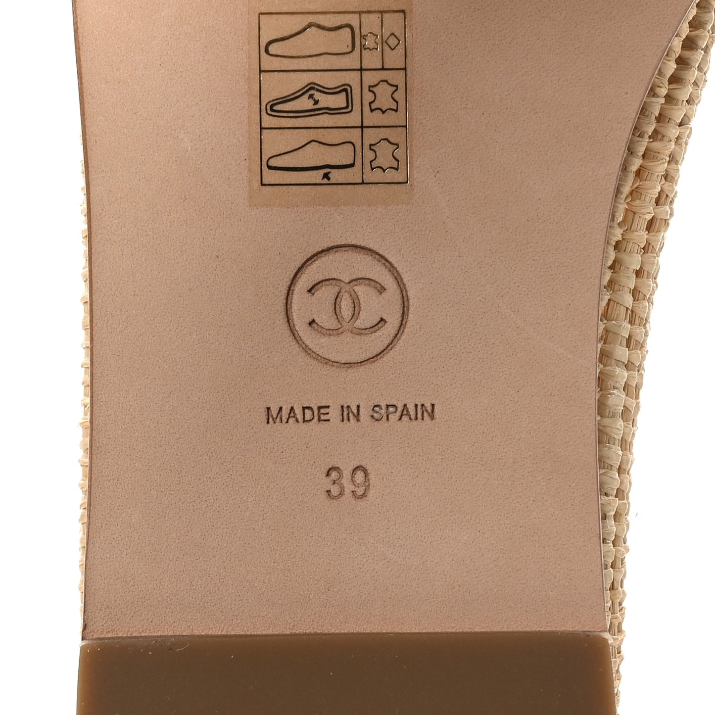Lambskin Grosgrain CC Espadrilles 39 Beige Black