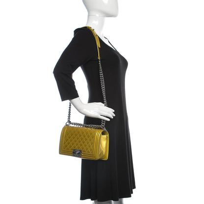 Chanel Metallic Patent Calfskin Quilted Medium Boy Flap Gold 2 of 22