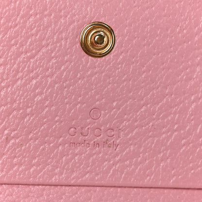 Gucci Textured Dollar Calfskin Berry Print GG Marmont Card Case Pink Purple 6 of 6