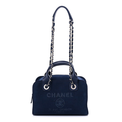 Chanel Mixed Fibers Deauville Bowling Bag Blue 1 of 15