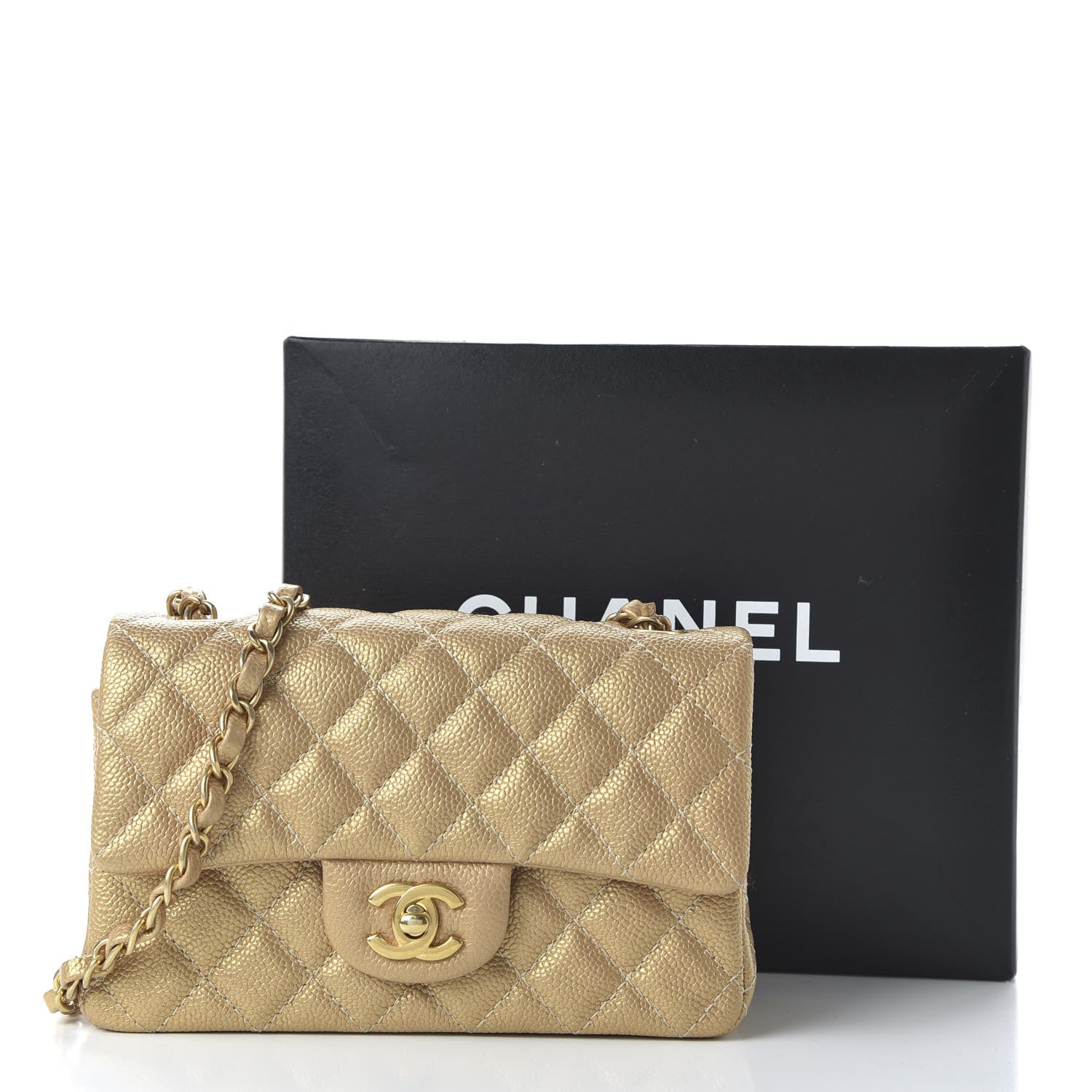 Chanel Metallic Caviar Quilted Mini Rectangular Flap Gold 11 of 11