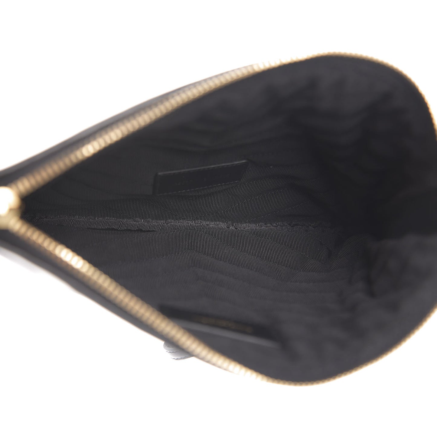 Calfskin Matelasse Chevron Monogram A5 Wristlet Black White
