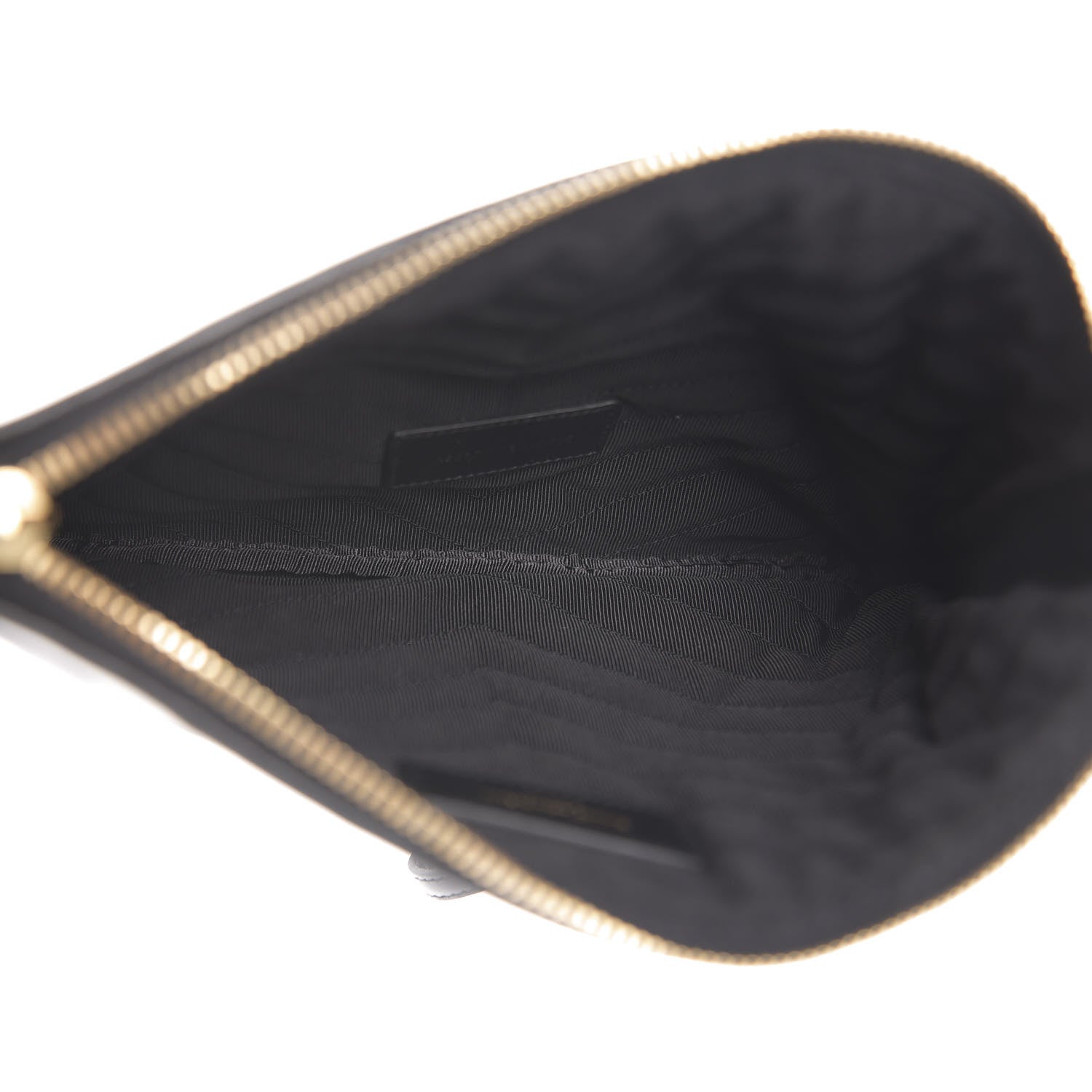Saint Laurent Calfskin Matelasse Chevron Monogram A5 Wristlet Black White 5 of 8