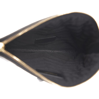 Saint Laurent Calfskin Matelasse Chevron Monogram A5 Wristlet Black White 5 of 8