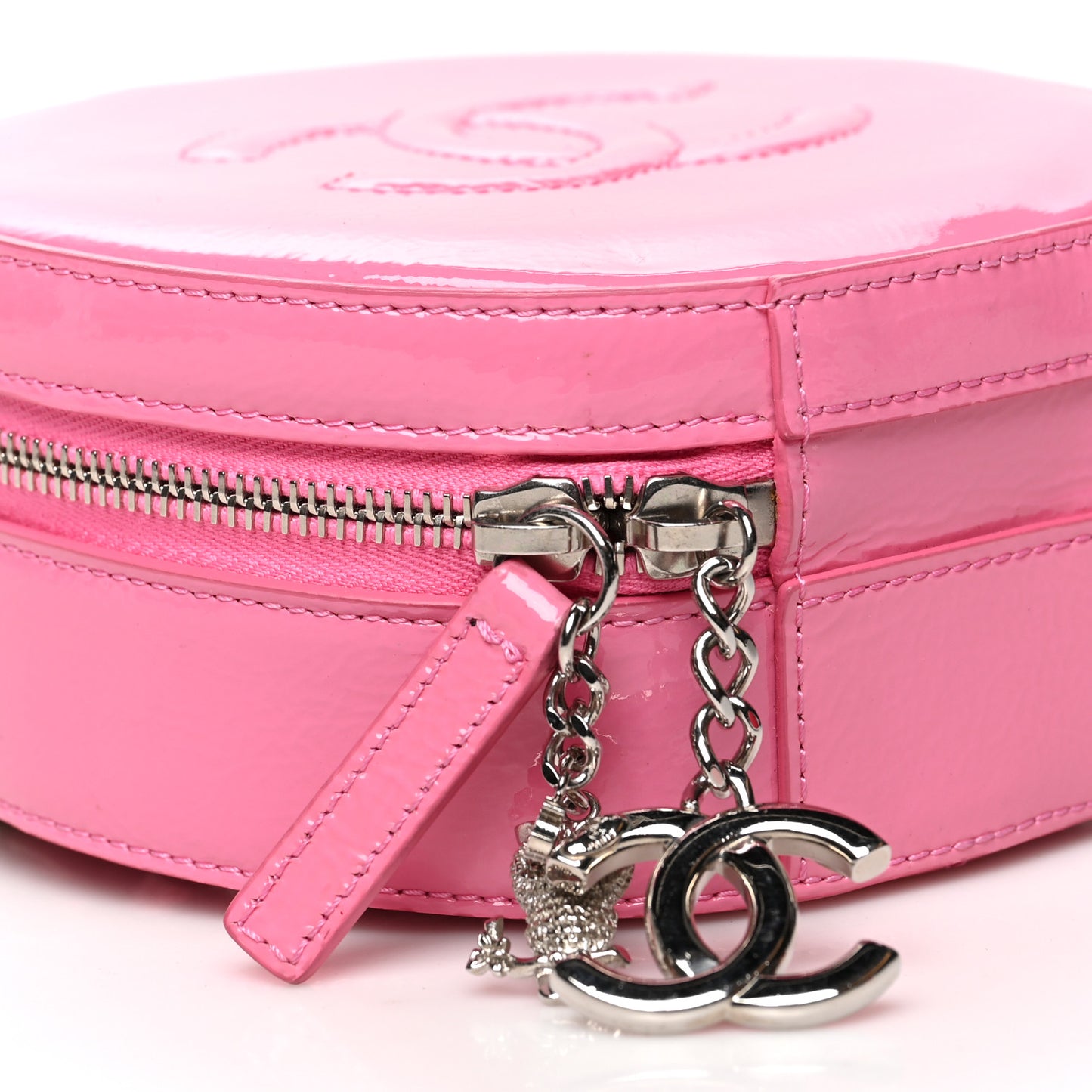 Patent Round As Earth Evening Bag Pink