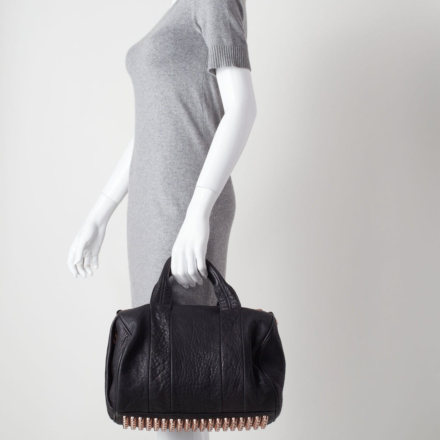 Leather Rocco w Rose Gold Hardware Black