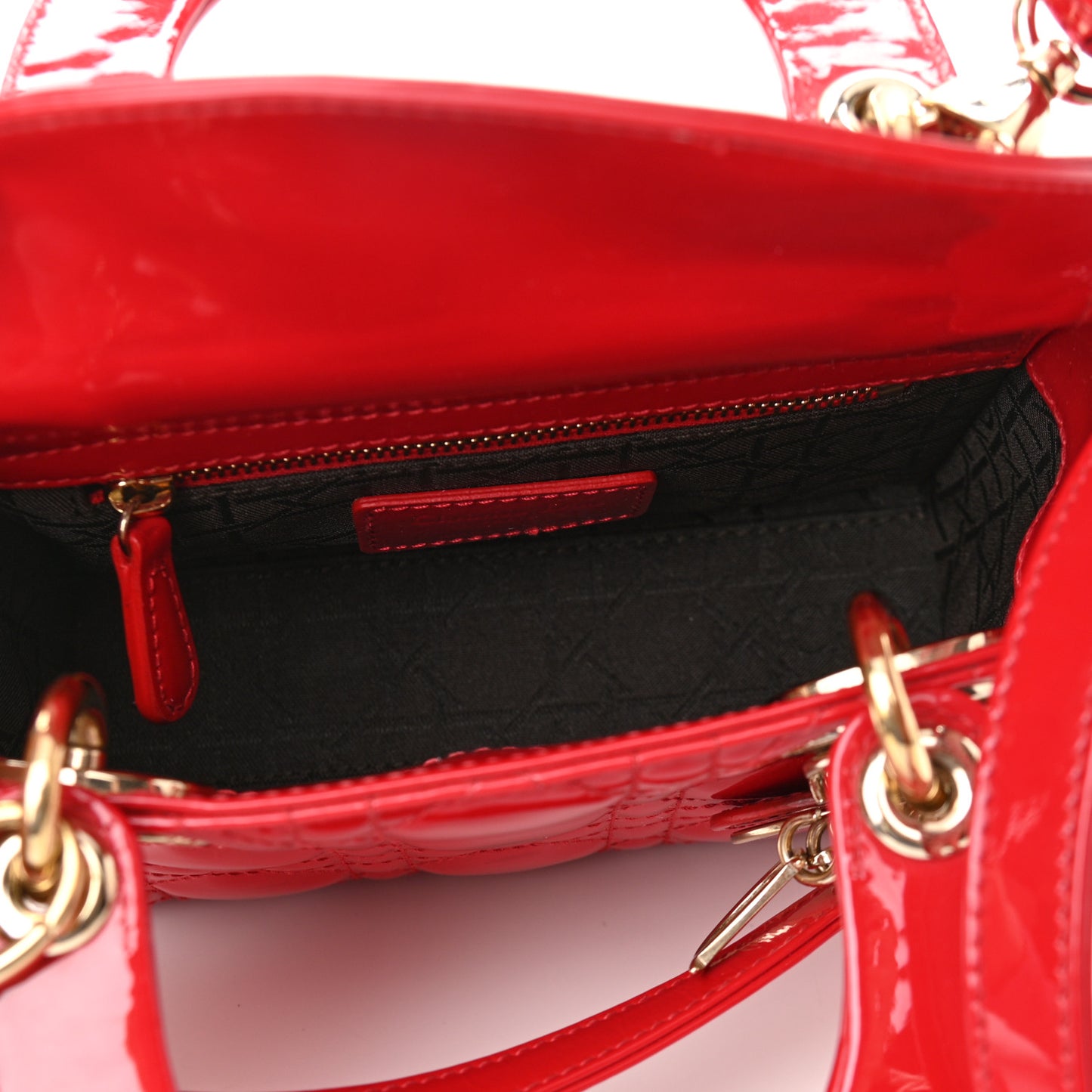 Patent Cannage Mini Lady Dior Red