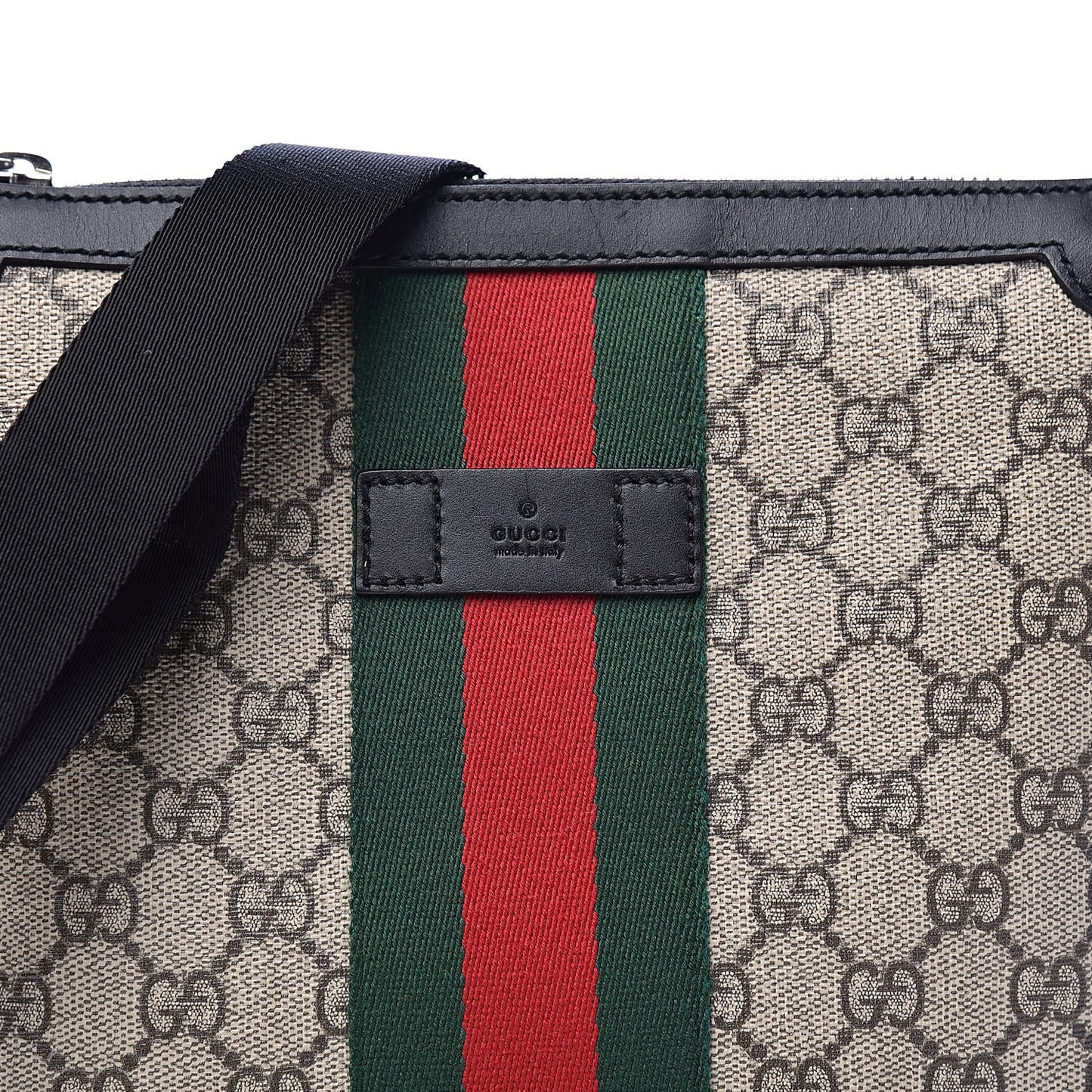GG Supreme Monogram Web Messenger Bag Black