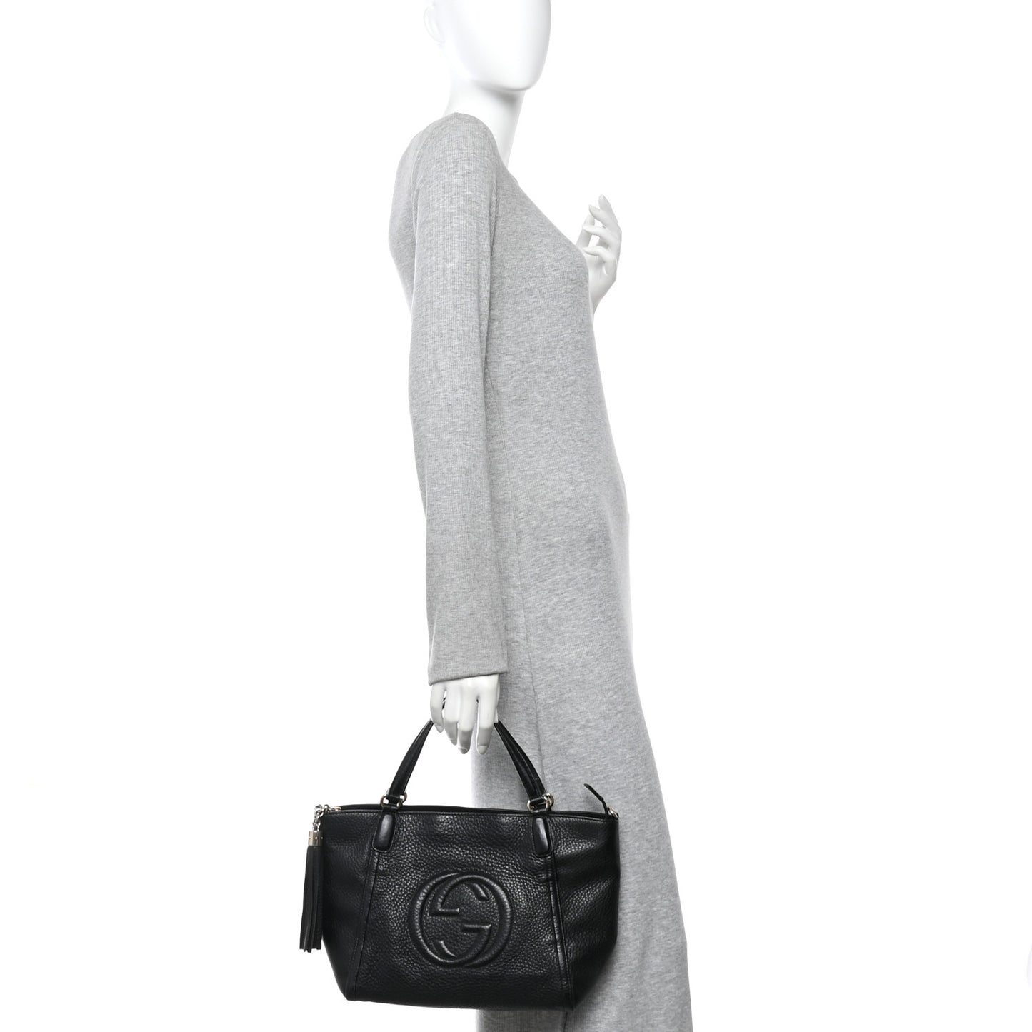 Pebbled Calfskin Small Soho Top Handle Bag Black