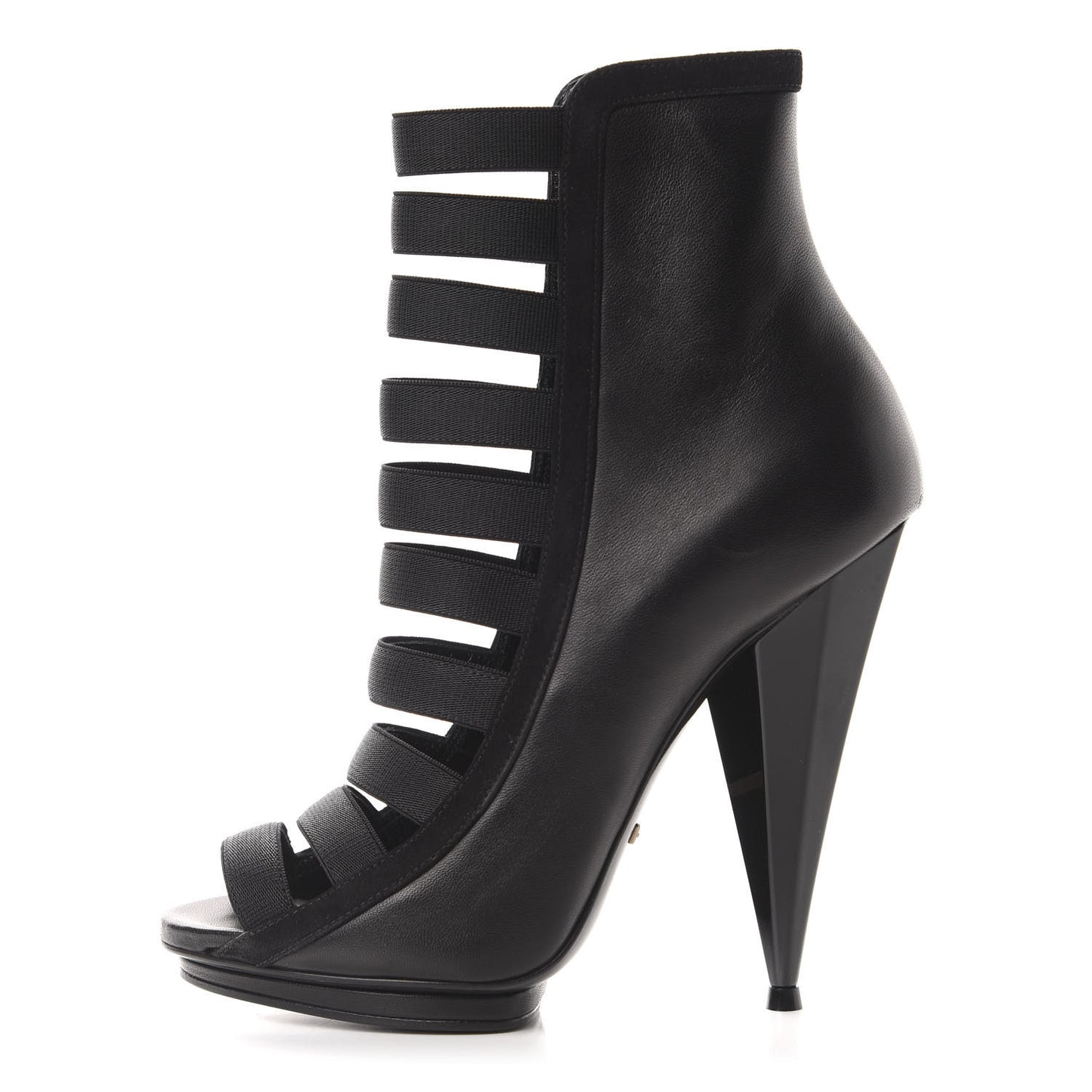 Nappa Kid Scamosciato Elastic Olimpia Open Toe Booties 37 Black