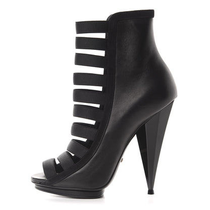 Gucci Nappa Kid Scamosciato Elastic Olimpia Open Toe Booties 37 Black 1 of 8