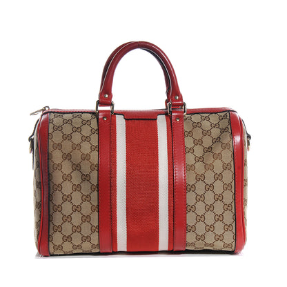 Gucci Monogram Vintage Web Medium Boston Red 1 of 9