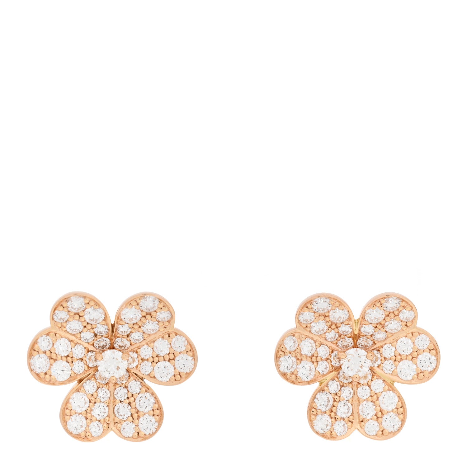 Van Cleef & Arpels 18K Rose Gold Diamond Small Frivole Pave Earrings 1 of 5
