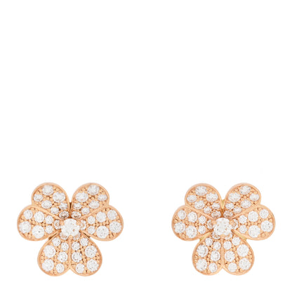 Van Cleef & Arpels 18K Rose Gold Diamond Small Frivole Pave Earrings 1 of 5