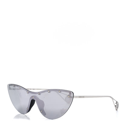 Gucci Metal Rimless Star Studded 90mm Cat Eye GG0666S Sunglasses Mirror Silver 1 of 7