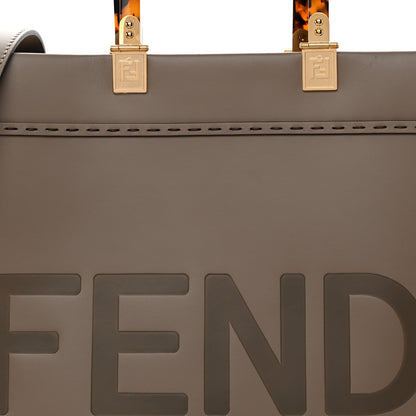 Fendi Vitello King Plexiglass Logo Embossed Medium Fendi Sunshine Shopper Tote Tortora 8 of 10