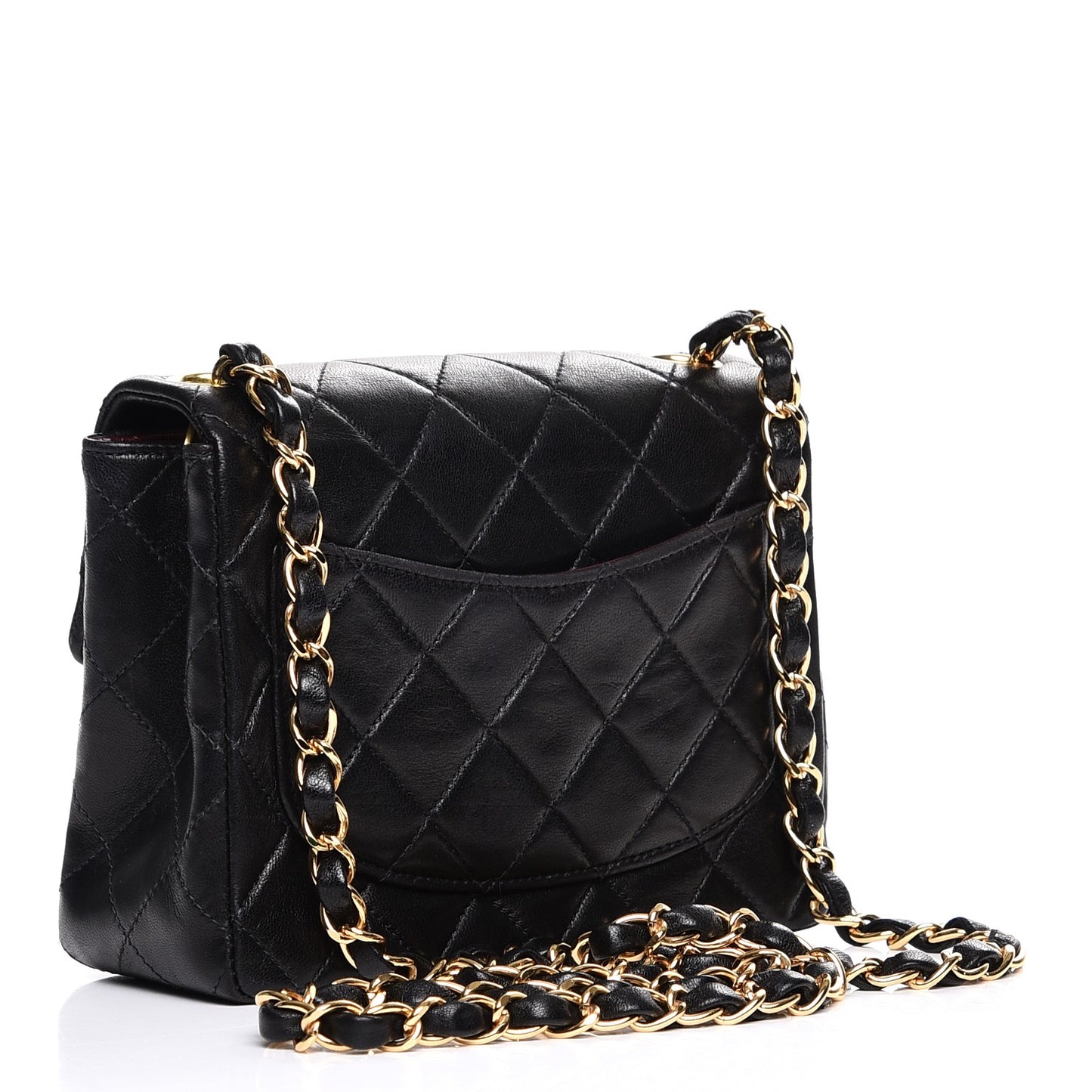 Lambskin Quilted Mini Square Flap Black