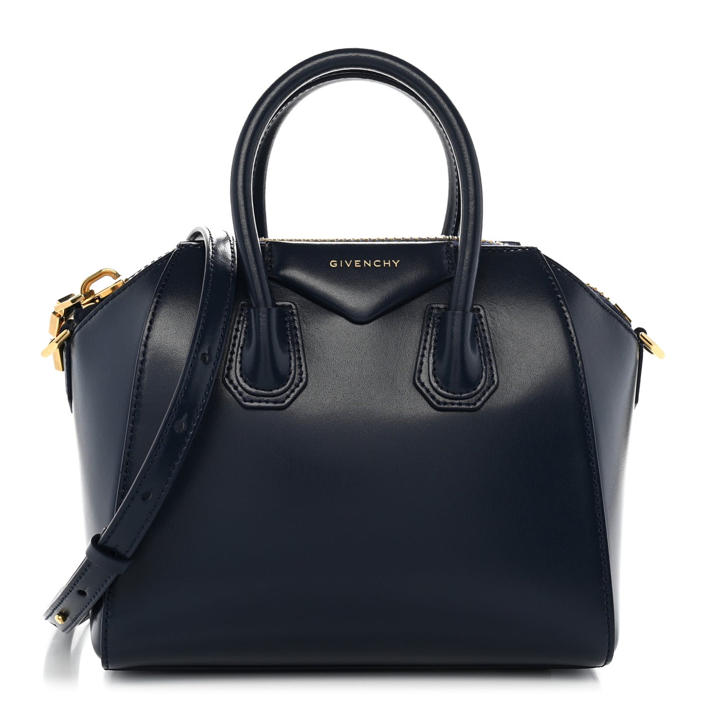 Shiny Lord Calfskin Mini Antigona Navy