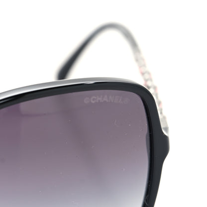 Chanel Acetate Metal Calfskin Square Chain Sunglasses 5210-Q Black Gray 7 of 8