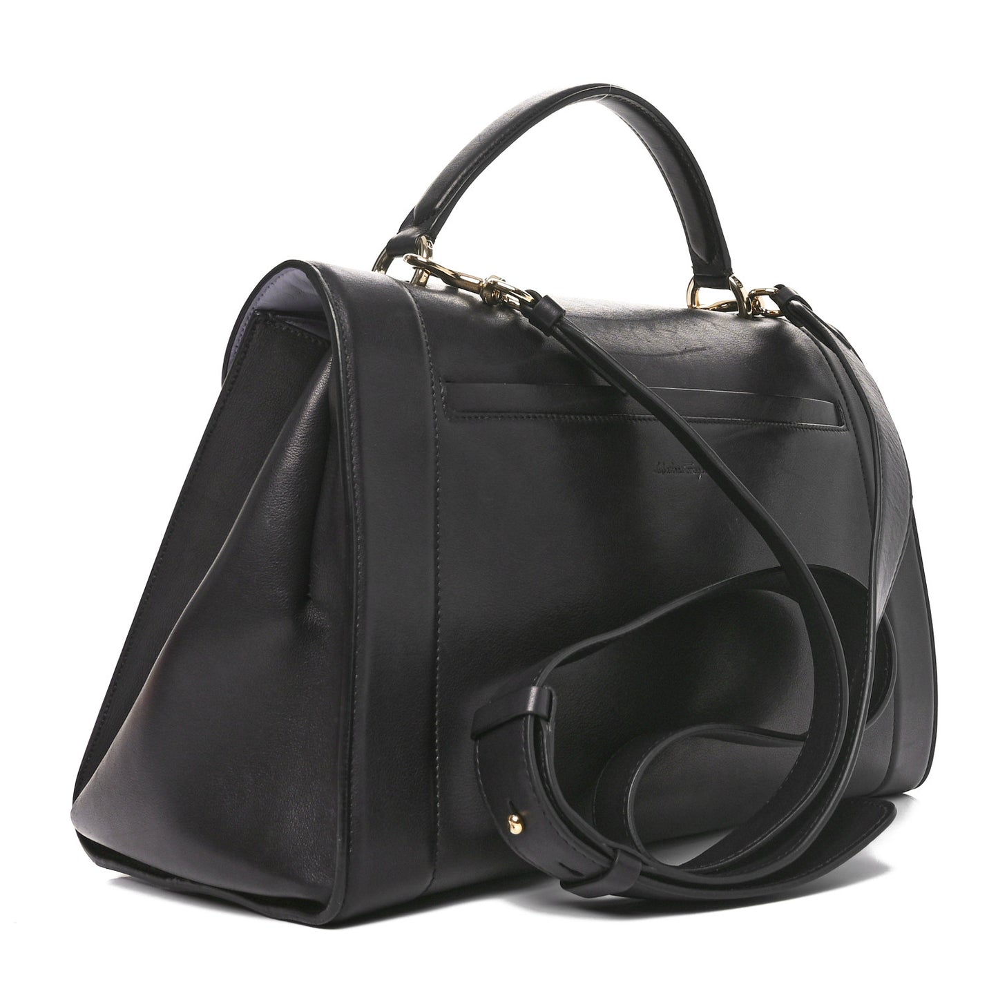 Calfskin Sofia Rainbow Top Handle Bag Black