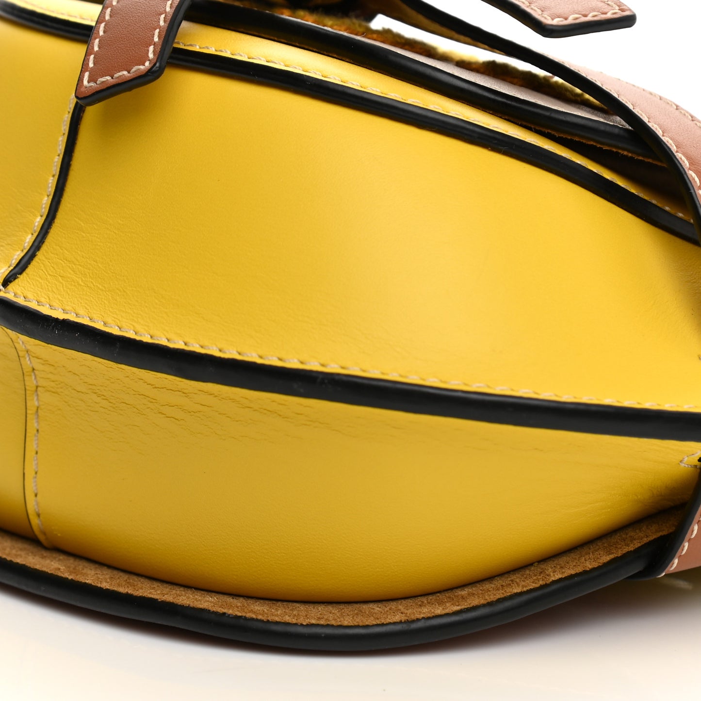 Calfskin Embroidered Floral Mini Gate Crossbody Bag Yellow