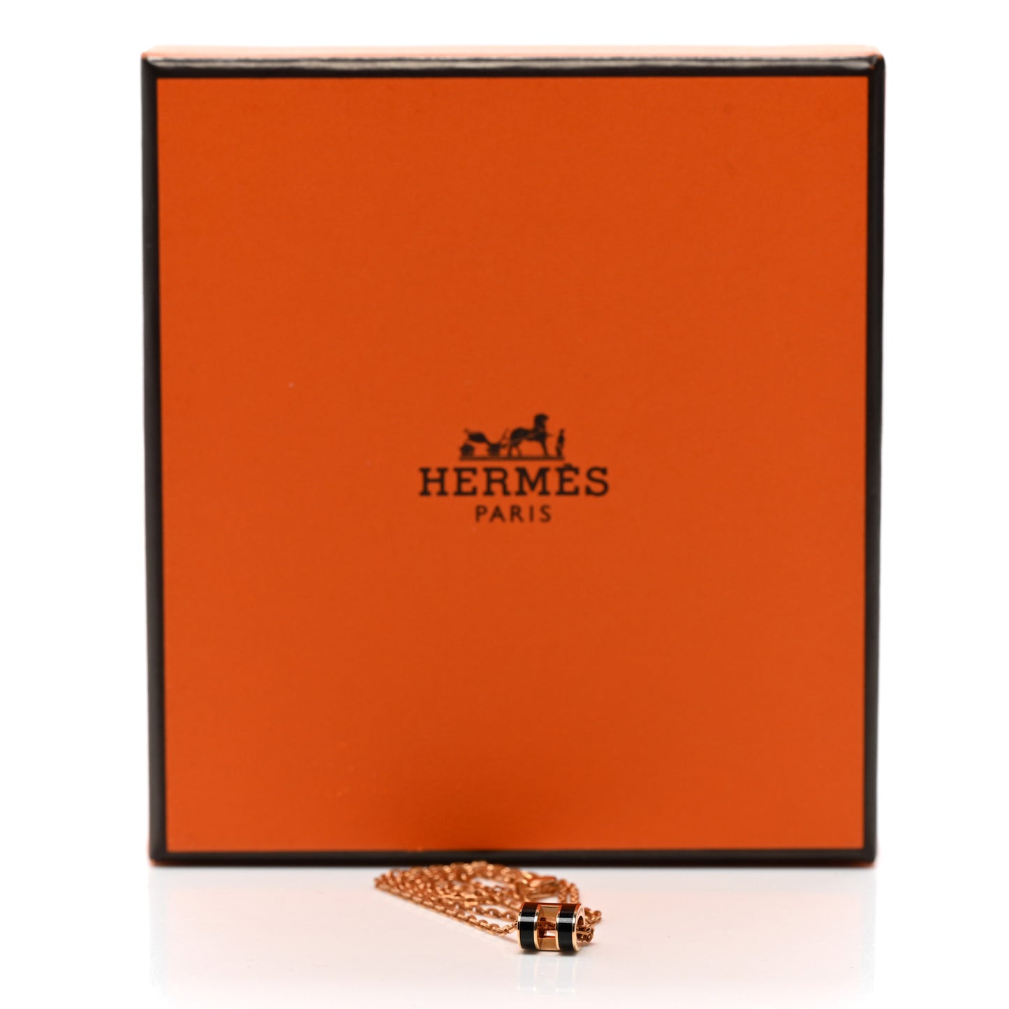 Lacquered Rose Gold Mini Pop H Pendant Necklace Black
