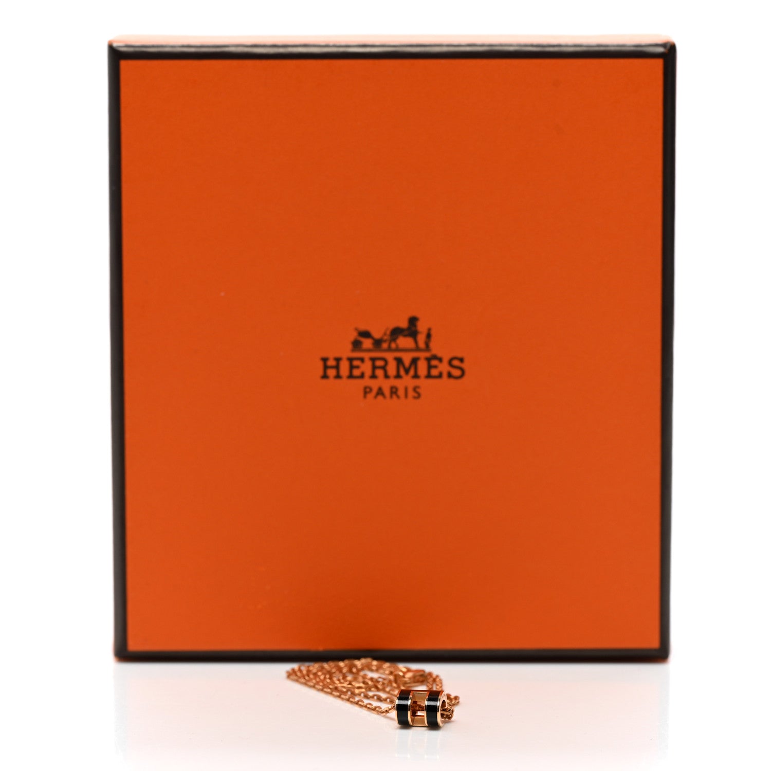 Hermes Lacquered Rose Gold Mini Pop H Pendant Necklace Black 7 of 7