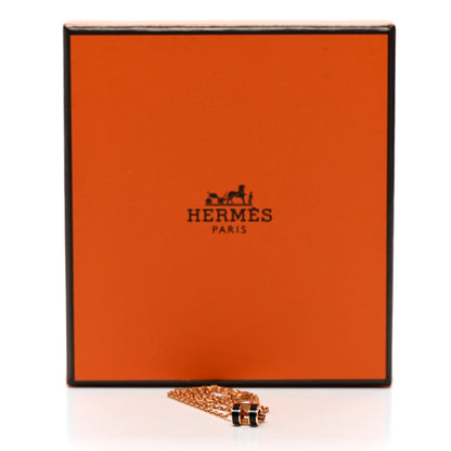 Hermes Lacquered Rose Gold Mini Pop H Pendant Necklace Black 7 of 7