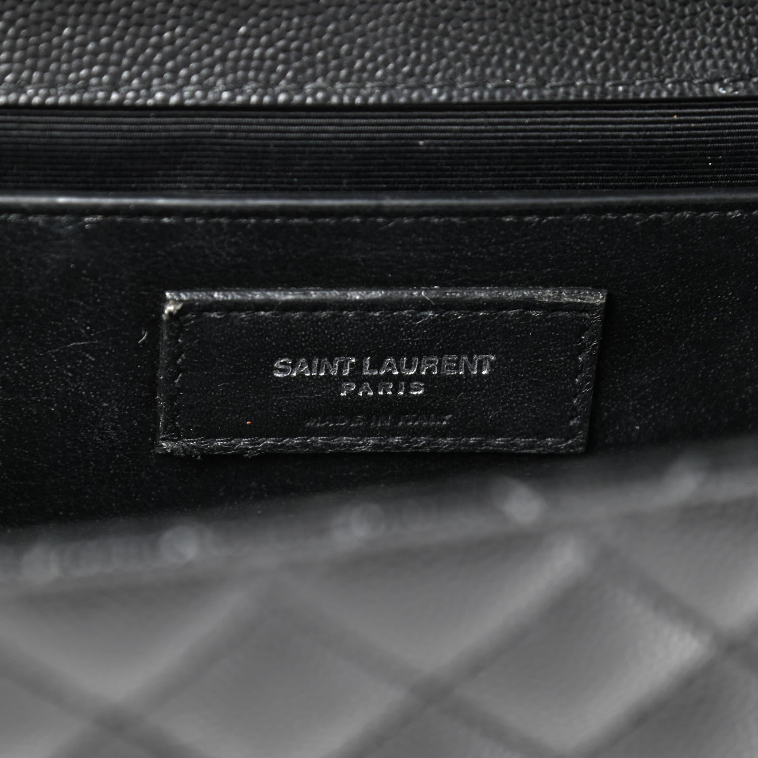 Saint Laurent Grain De Poudre Textured Mixed Matelasse Triquilt Medium Monogram Satchel Black 8 of 9