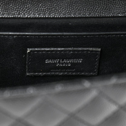 Saint Laurent Grain De Poudre Textured Mixed Matelasse Triquilt Medium Monogram Satchel Black 8 of 9