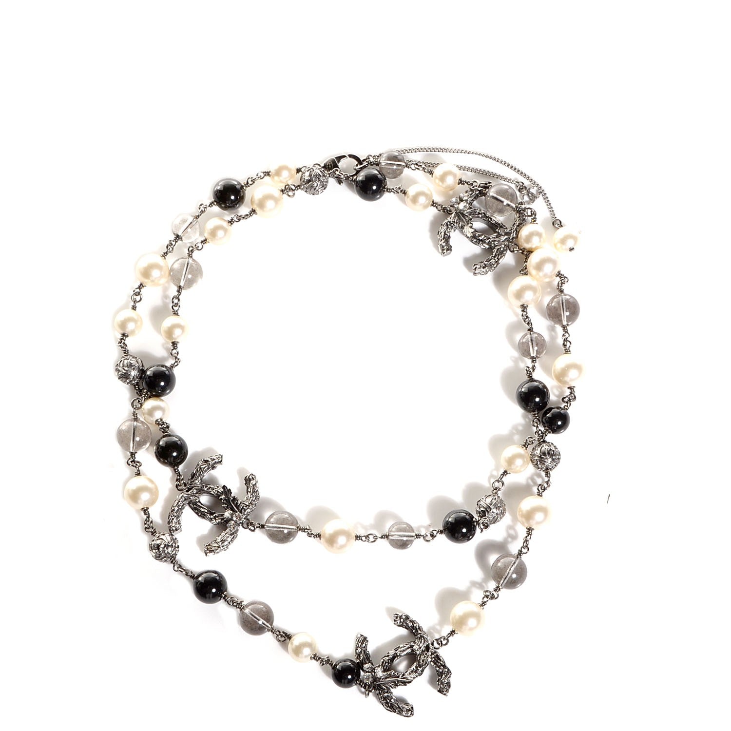 Chanel Pearl Beaded CC Long Necklace Black 1 of 6