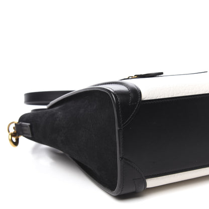 Celine Bullhide Calfskin Nubuck Bi-Color Nano Luggage Black White 6 of 9