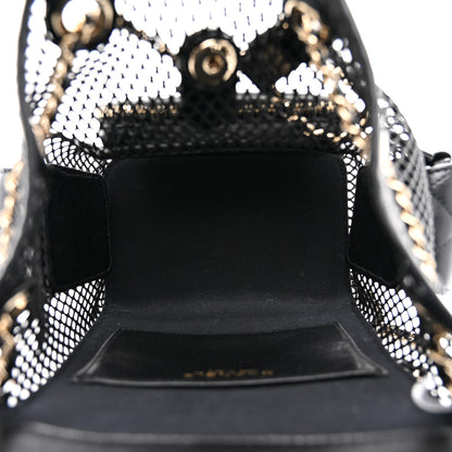 Chanel Shiny Lambskin Mesh Quilted Small Cargo Duma Drawstring Backpack Black 4 of 9