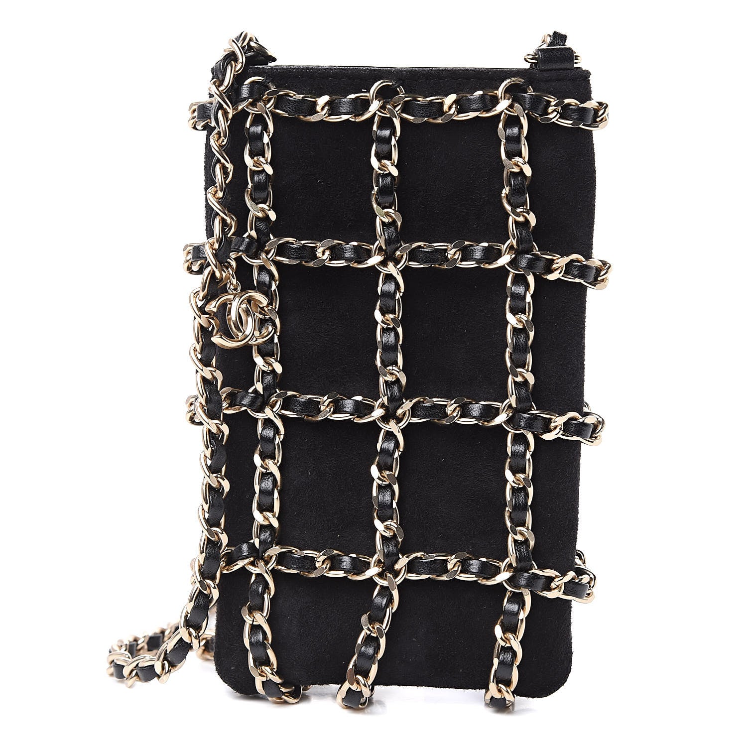Chanel Suede Tech Me Out Clutch With Chain Black 1 of 8