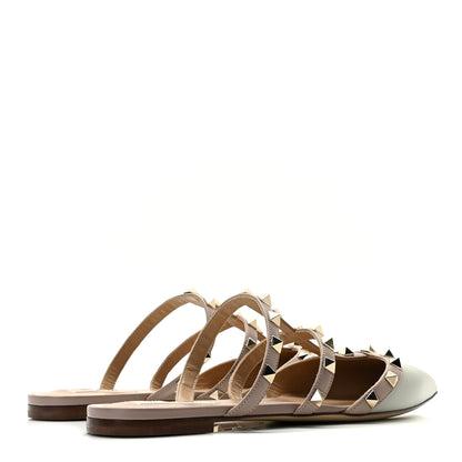 Valentino Garavani Calfskin Rockstud Flat Cage Mules 38 Opal Grey Poudre 3 of 11