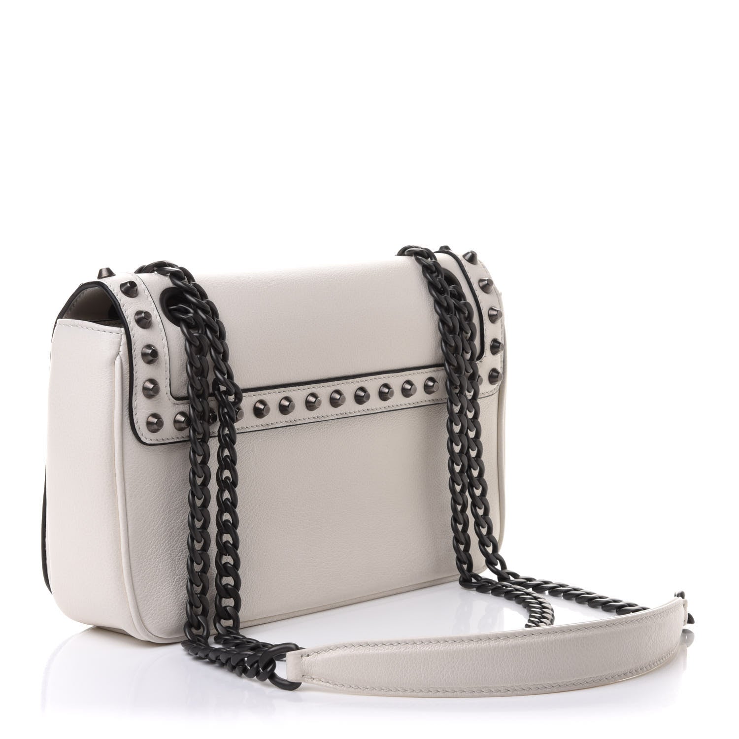 Prada Glace Calfskin Studded Crossbody White 3 of 10