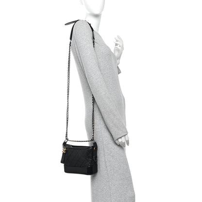 Chanel Aged Calfskin Quilted Small Gabrielle Hobo Black 2 of 9
