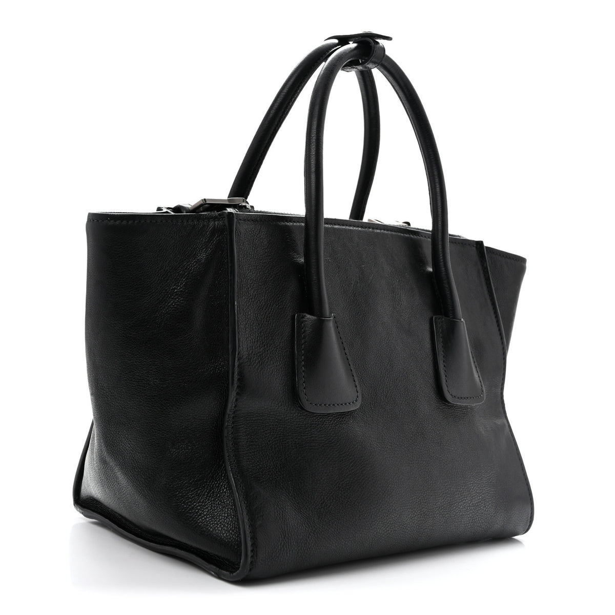 Glace Calf Twin Pocket Tote Black