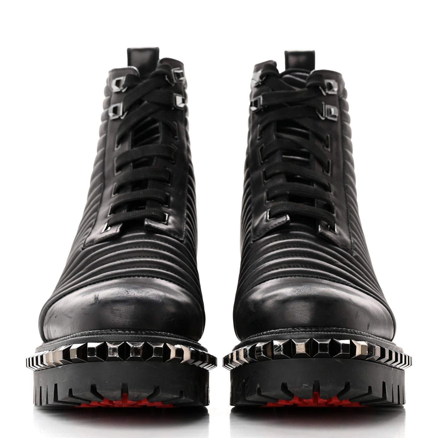 Calfskin Quilted Yetota Combat Boots 40 Black