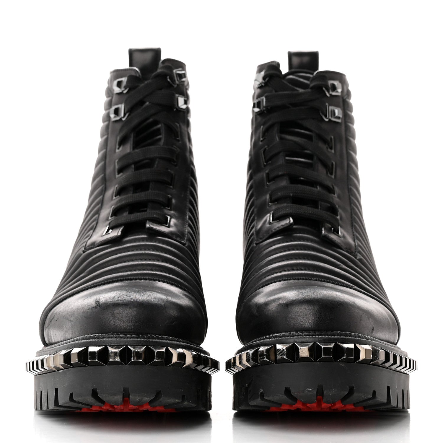 Christian Louboutin Calfskin Quilted Yetota Combat Boots 40 Black 2 of 15