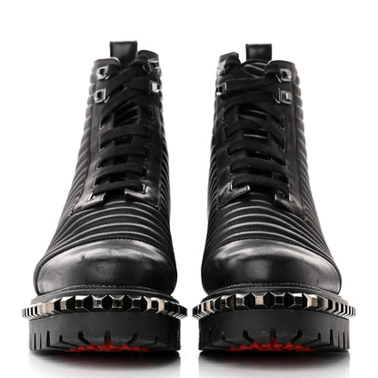 Christian Louboutin Calfskin Quilted Yetota Combat Boots 40 Black 2 of 15