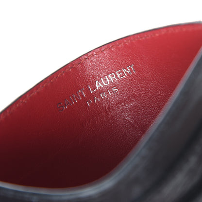 Saint Laurent Ribbed Calfskin Opium Monogram Credit Card Case Black 6 of 12