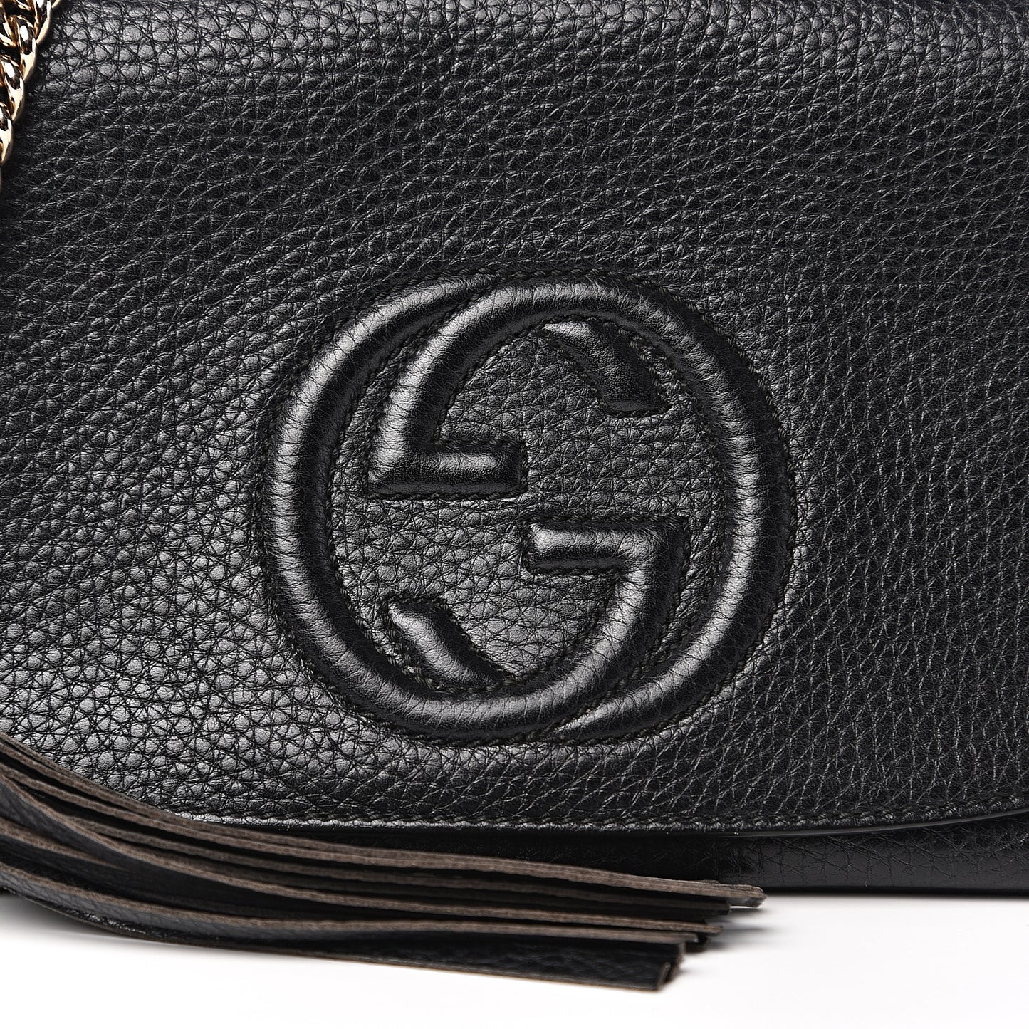 Pebbled Calfskin Medium Soho Flap Crossbody Black