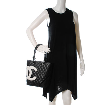 Chanel Calfskin Quilted Medium Cambon Tote Black White 2 of 7