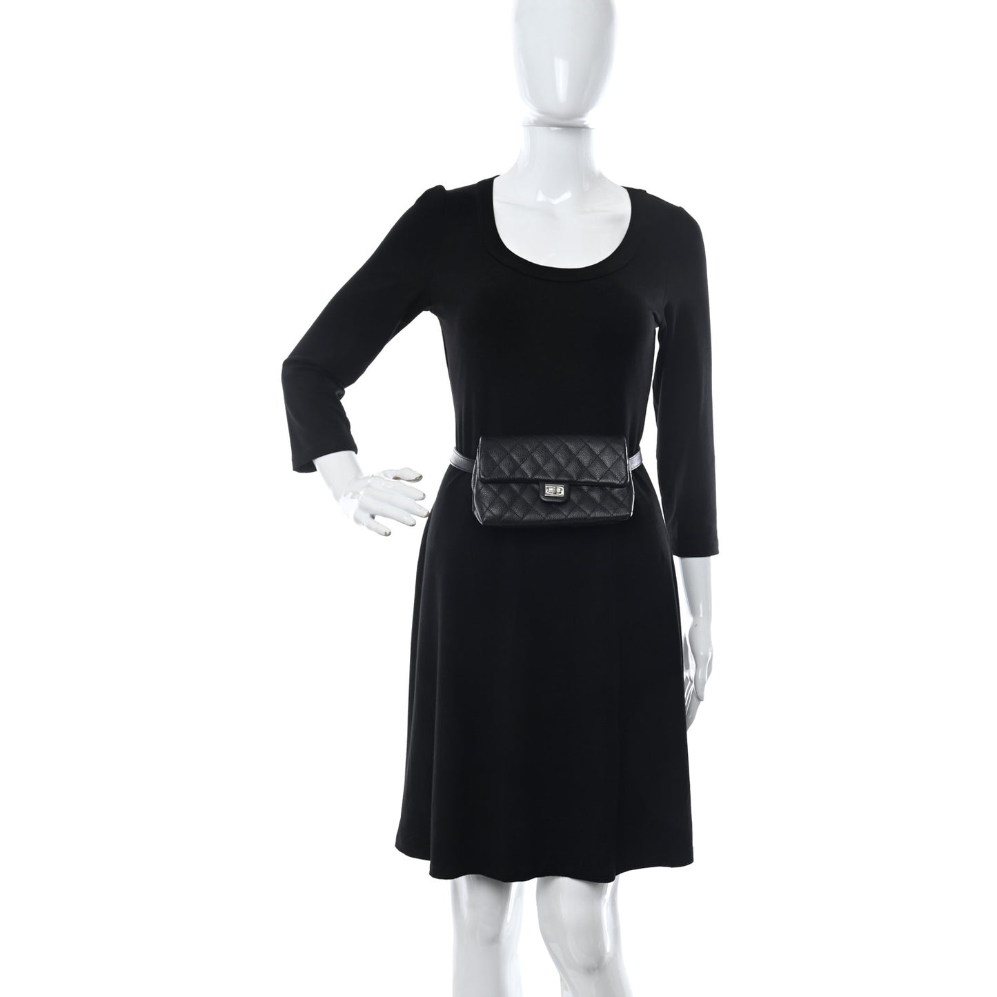 Grained Calfskin Quilted 2.55 Reissue Flap Belt Bag Clutch Black