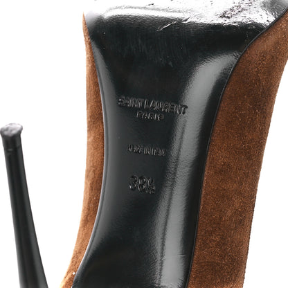 Saint Laurent Suede Metal Tip Zoe 105 Pumps 38.5 Brown 6 of 8