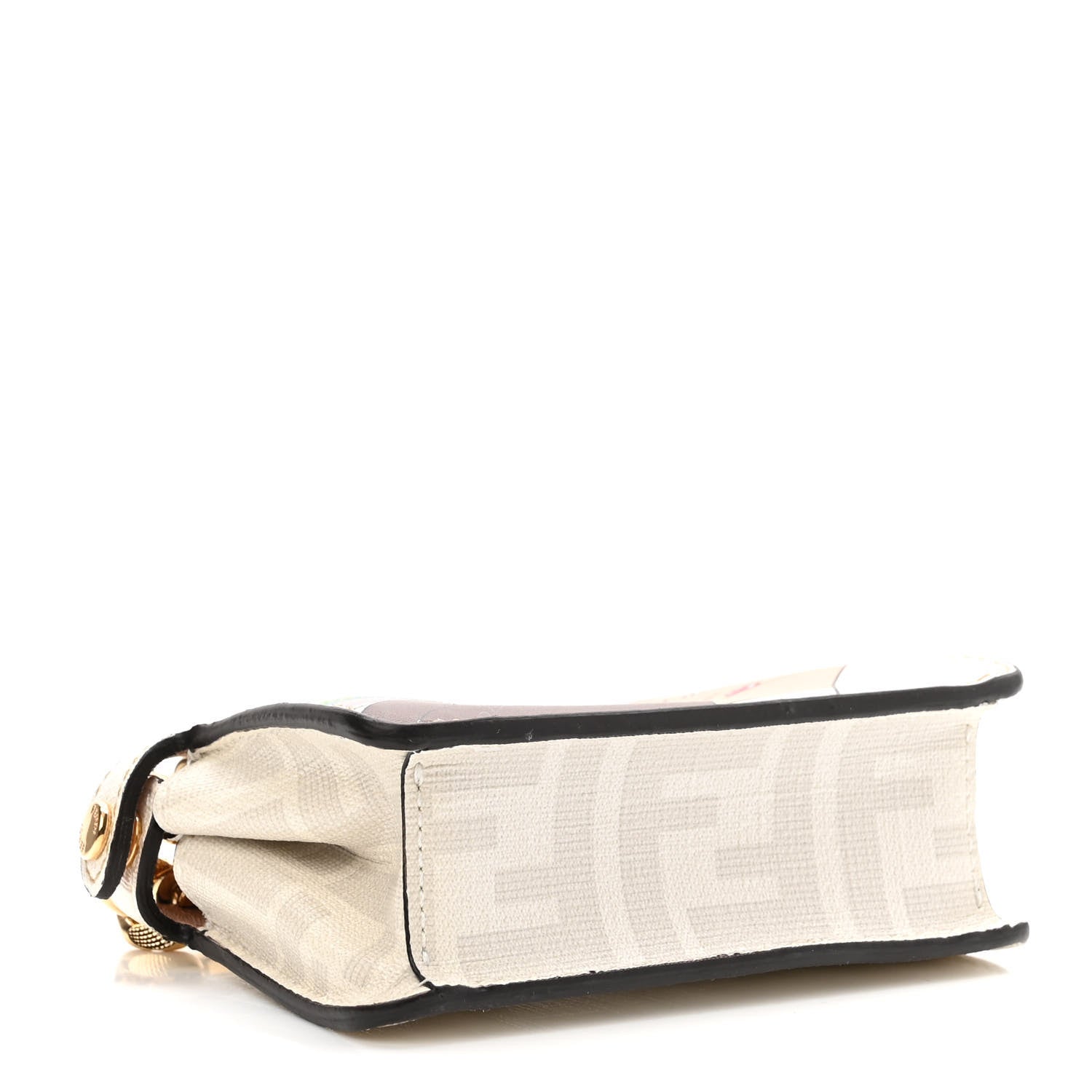 Fendi Glazed Fabric FF Bikini Girls Inlay Nano Peekaboo Maxi Handle Satchel Bianco Perla Multicolor 4 of 9